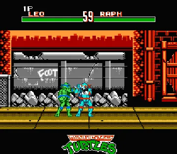 Teenage Mutant Ninja Turtles - Tournament Fighters (USA) (The Cowabunga Collection) (Aftermarket) screen shot game playing